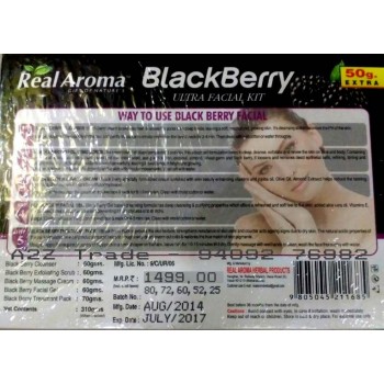 Real Aroma BlackBerry Ultra Facial Kit, 5 in 1 Facial Kit, Black Berry Ultra Facial Kit With 24ct Gold Kit Free, On 50% Discount